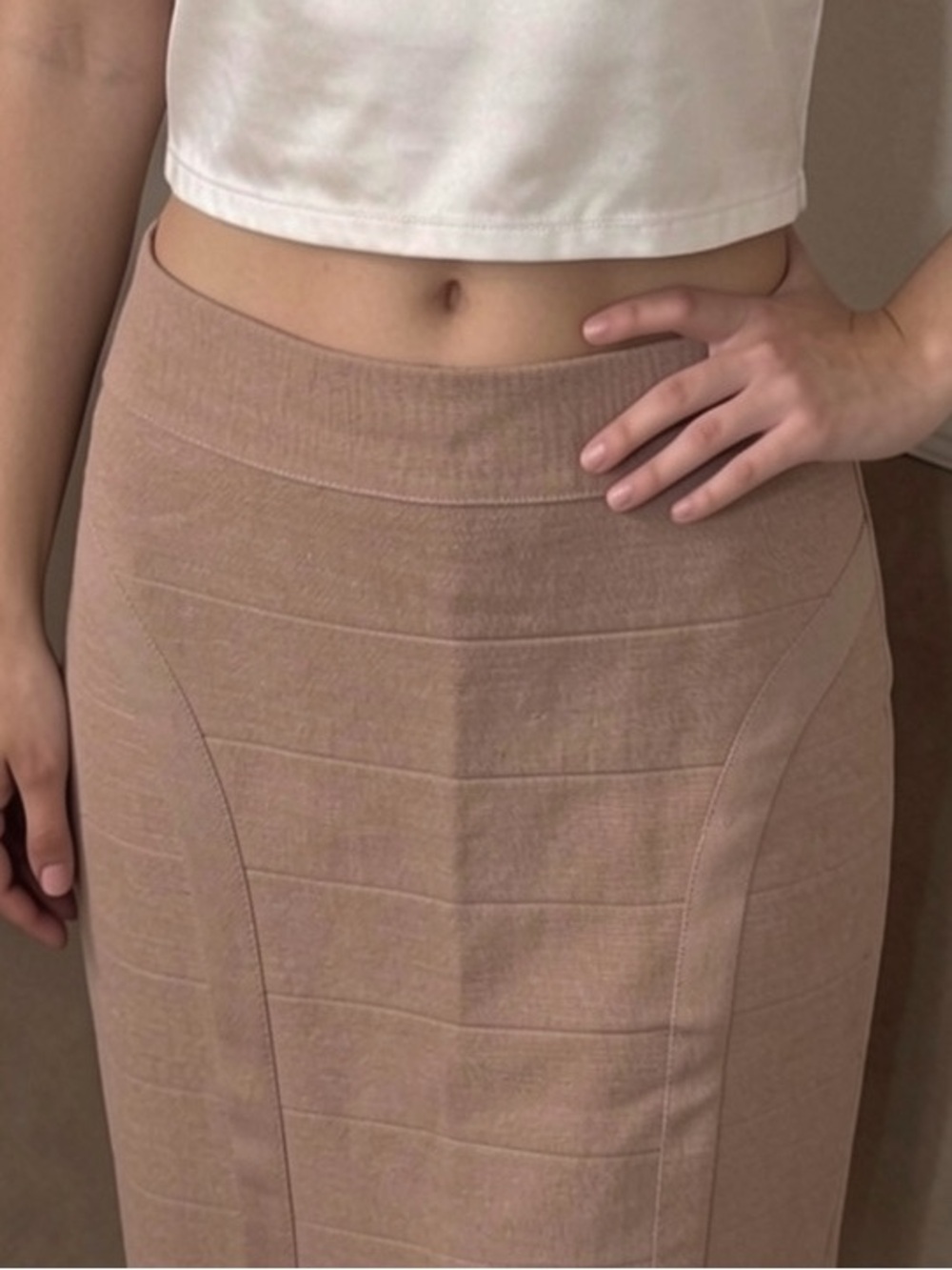 NWT bebe Dusty Pink High-Waist Pencil Skirt